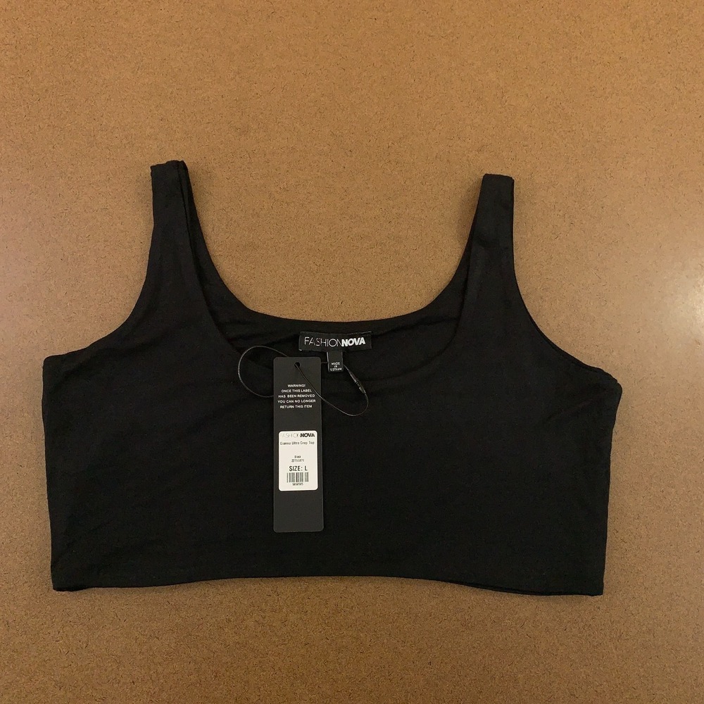 Fashion Nova Womens Size Large Black Gianna Ultra Cropped Tank Top NWT